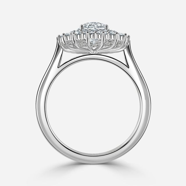 Hixen Platinum Double Halo Engagement Ring