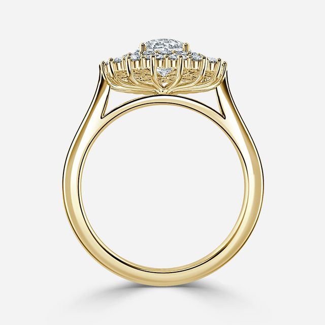 Hixen Yellow Gold Double Halo Engagement Ring
