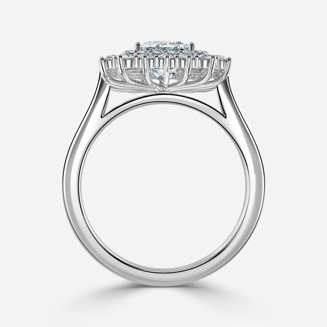 Hixen Platinum Double Halo Engagement Ring