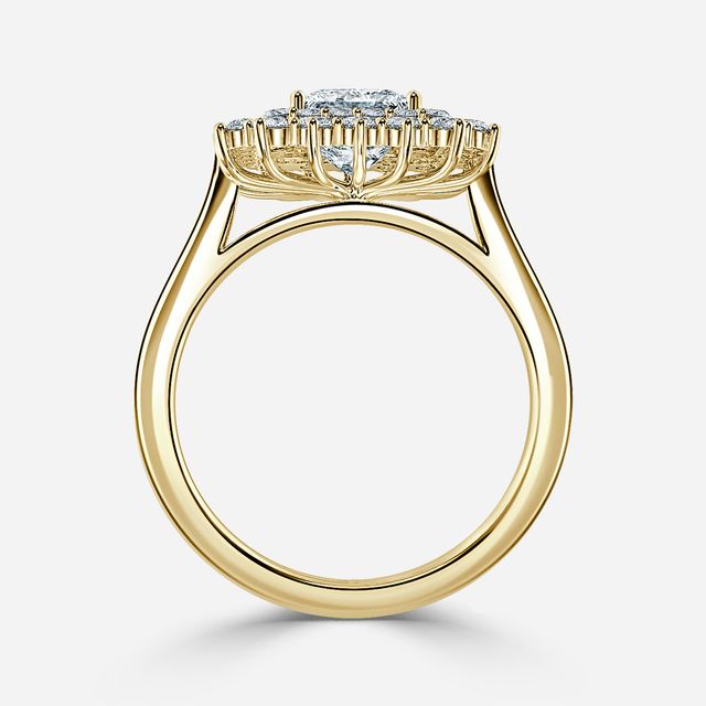 Hixen Yellow Gold Double Halo Engagement Ring