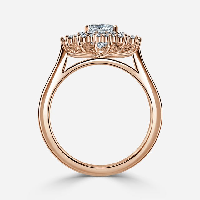 Hixen Rose Gold Double Halo Engagement Ring