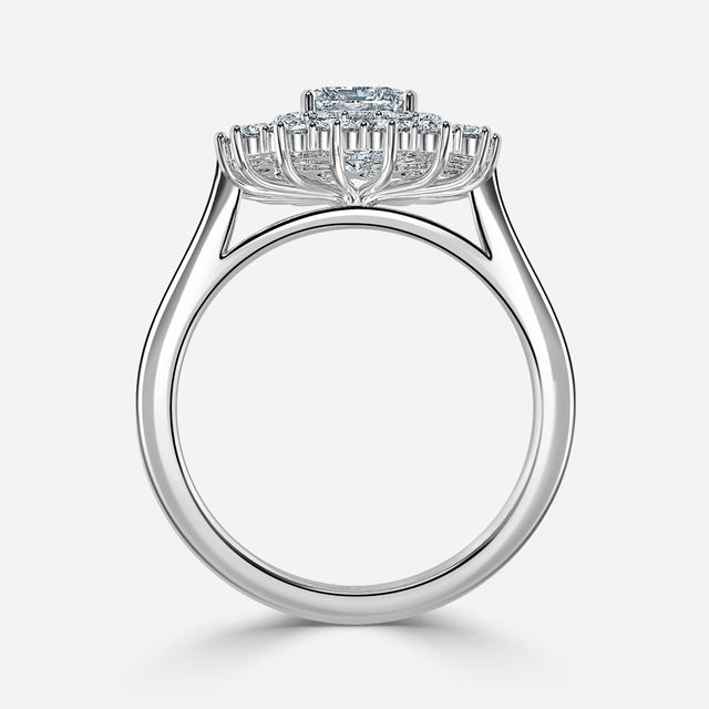 Hixen Platinum Double Halo Engagement Ring