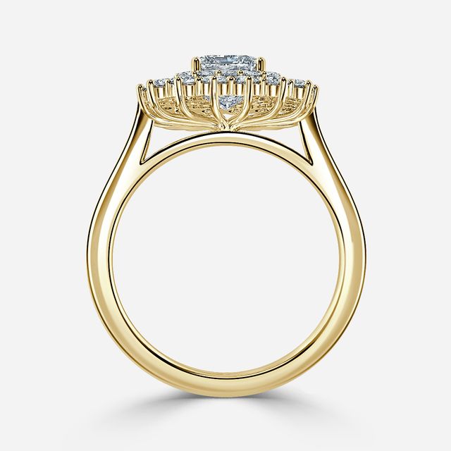 Hixen Yellow Gold Double Halo Engagement Ring