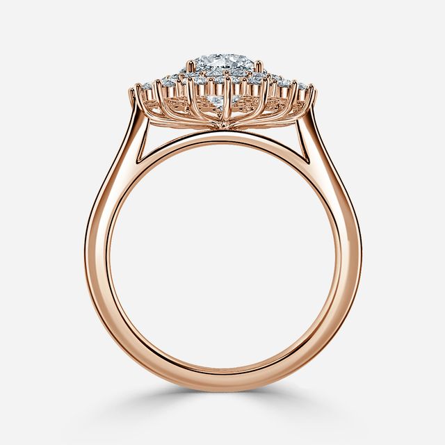 Hixen Rose Gold Double Halo Engagement Ring