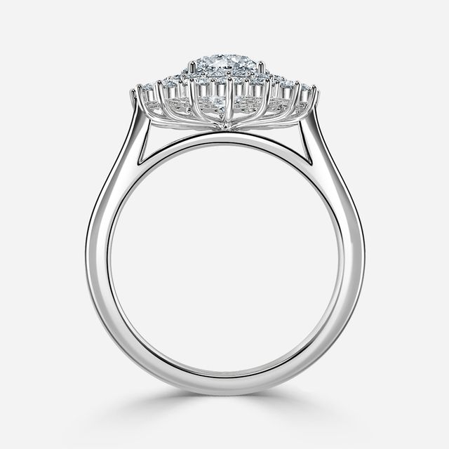 Hixen Platinum Double Halo Engagement Ring