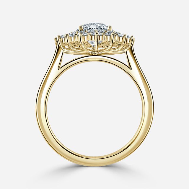 Hixen Yellow Gold Double Halo Engagement Ring