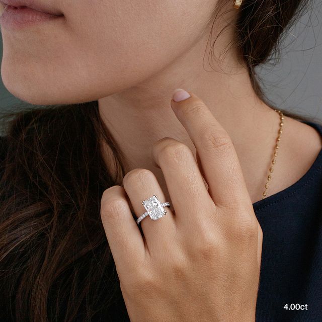 Nari Platinum Double Prong Hidden Halo Engagement Ring