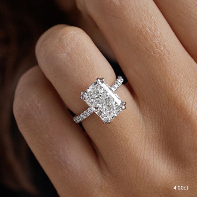 Nari Platinum Double Prong Hidden Halo Engagement Ring
