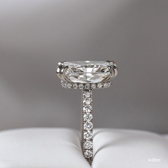 Nari Platinum Double Prong Hidden Halo Engagement Ring