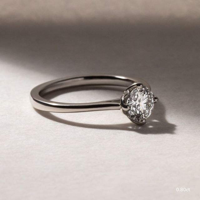 Liana White Gold Lotus Solitaire Engagement Ring