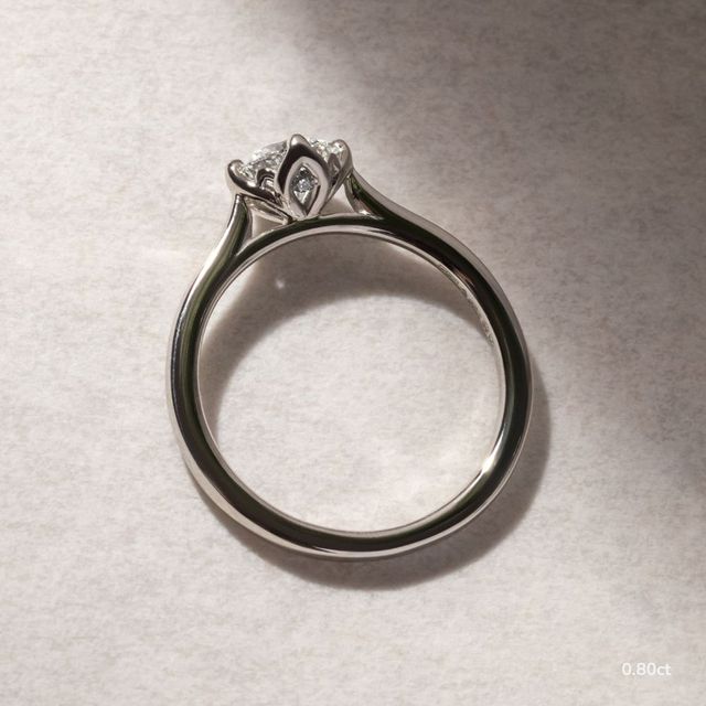 Liana White Gold Lotus Solitaire Engagement Ring