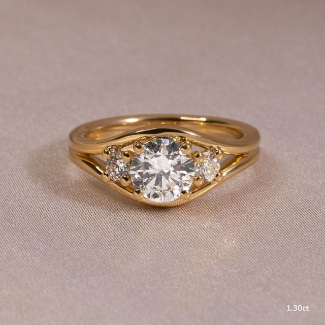 Serra Yellow Gold Semi Bezel Trilogy Engagement Ring