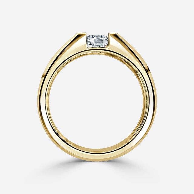 Jarred Yellow Gold Men's Open Bezel Engagement Ring