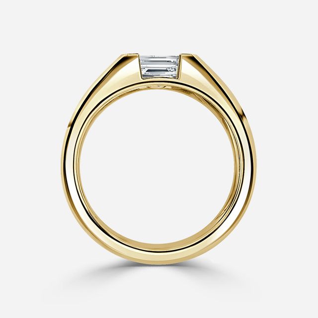 Jarred Yellow Gold Men's Open Bezel Engagement Ring