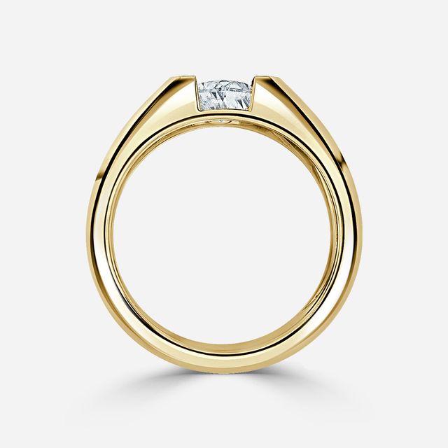 Jarred Yellow Gold Men's Open Bezel Engagement Ring