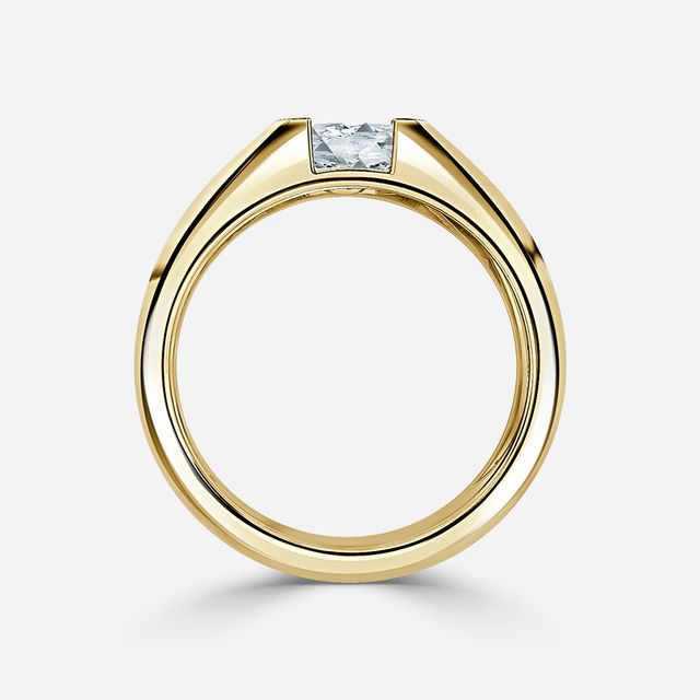 Jarred Yellow Gold Men's Open Bezel Engagement Ring