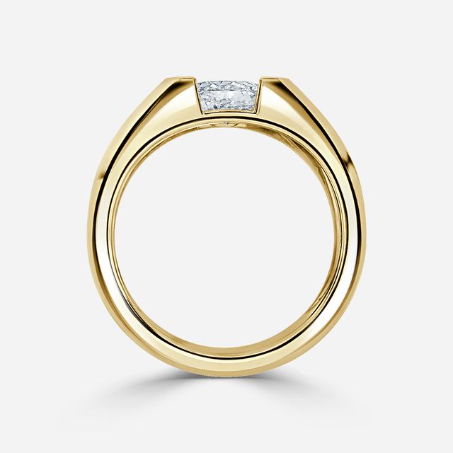 Jarred Yellow Gold Men's Open Bezel Engagement Ring