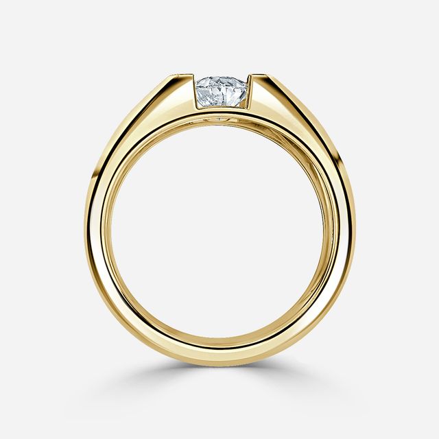 Jarred Yellow Gold Men's Open Bezel Engagement Ring