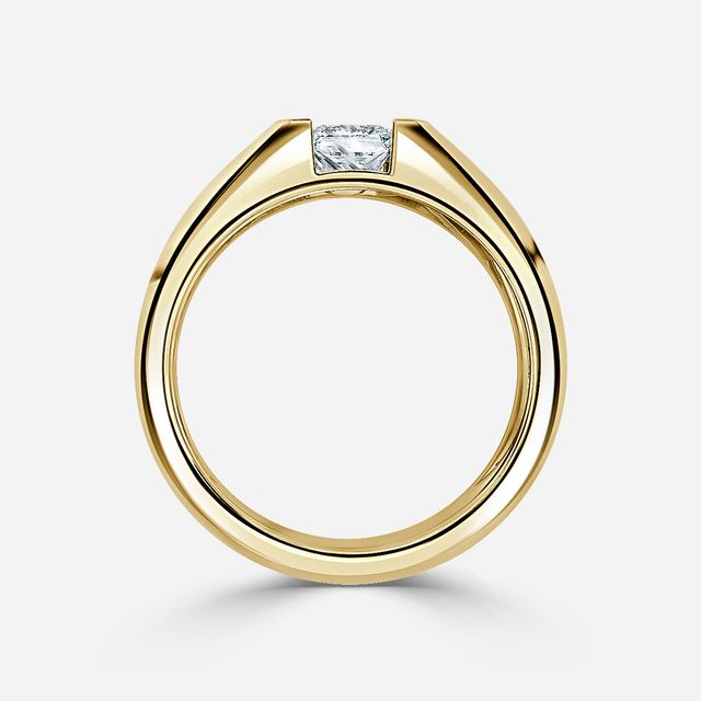 Jarred Yellow Gold Men's Open Bezel Engagement Ring
