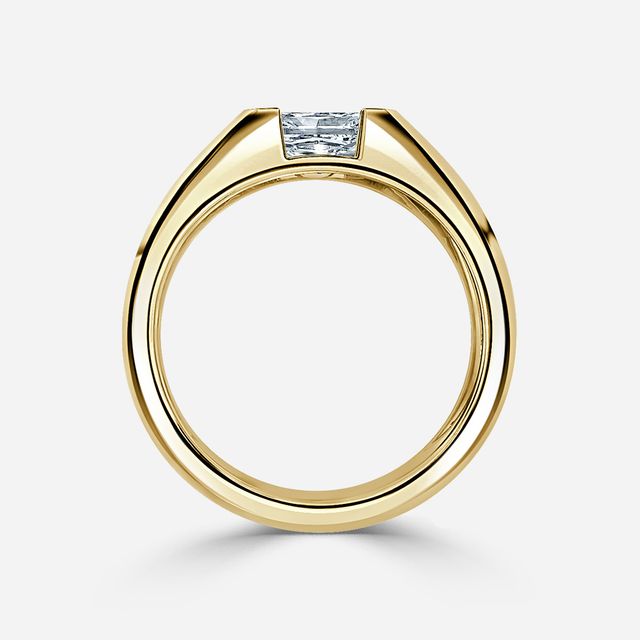 Jarred Yellow Gold Men's Open Bezel Engagement Ring
