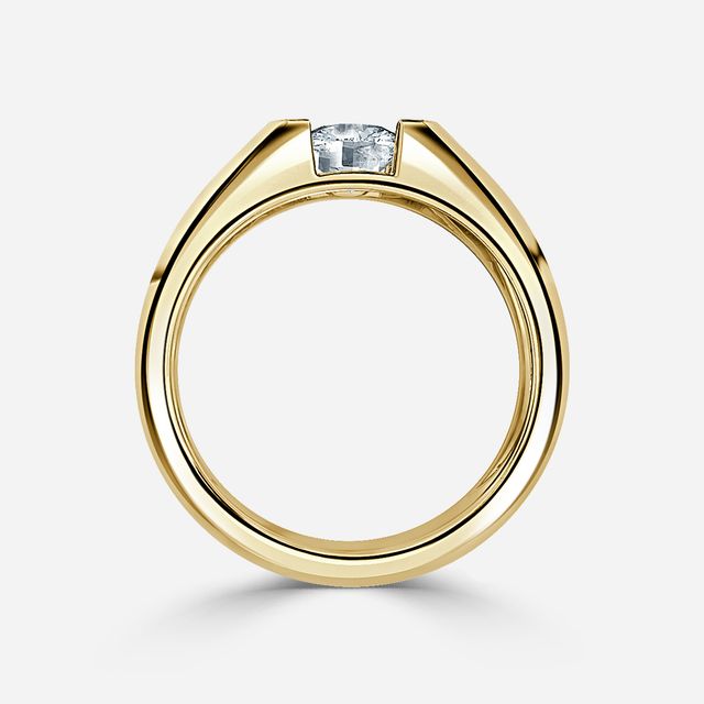 Jarred Yellow Gold Men's Open Bezel Engagement Ring