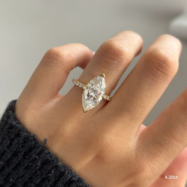 Fiara Yellow Gold Under Twisted Double Prong Engagement Ring