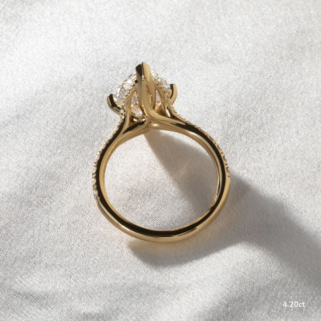 Fiara Yellow Gold Under Twisted Double Prong Engagement Ring