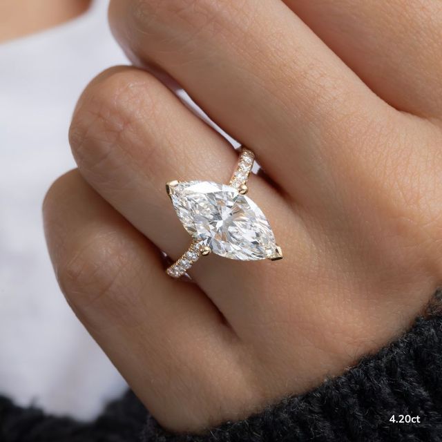 Fiara Yellow Gold Under Twisted Double Prong Engagement Ring