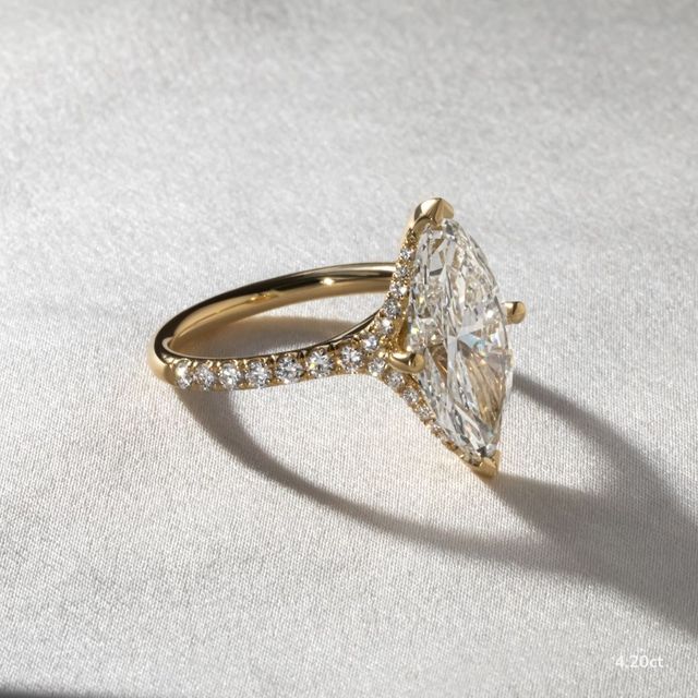 Fiara Yellow Gold Under Twisted Double Prong Engagement Ring