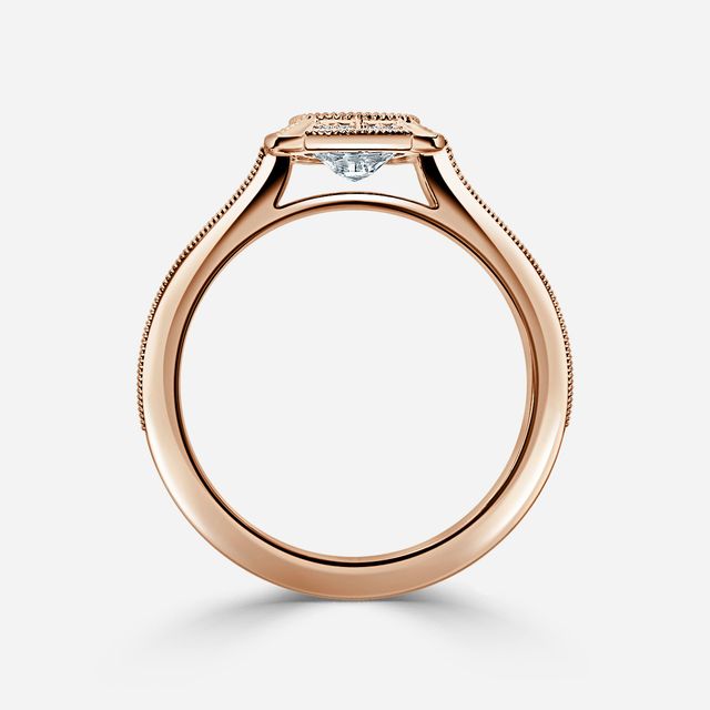 Nina Milgrain Bezel Rose Gold Halo Engagement Ring