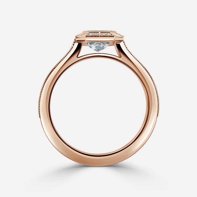Nina Milgrain Bezel Rose Gold Halo Engagement Ring