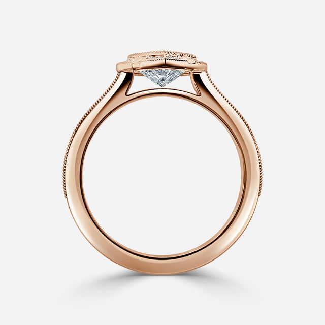 Nina Milgrain Bezel Rose Gold Halo Engagement Ring