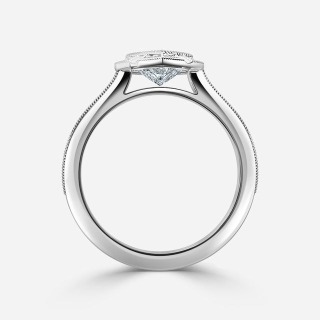 Nina Milgrain Bezel White Gold Halo Engagement Ring