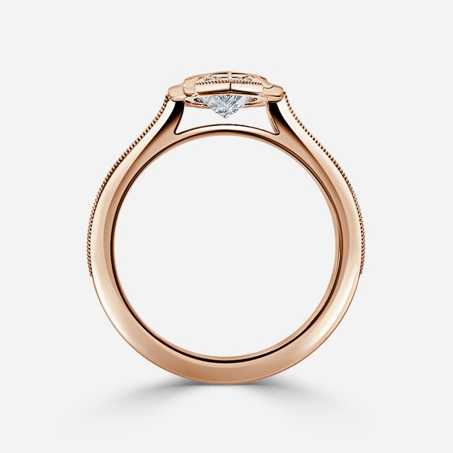 Nina Milgrain Bezel Rose Gold Halo Engagement Ring