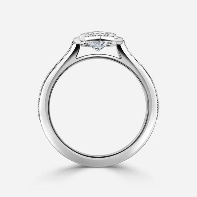 Nina Milgrain Bezel Platinum Halo Engagement Ring