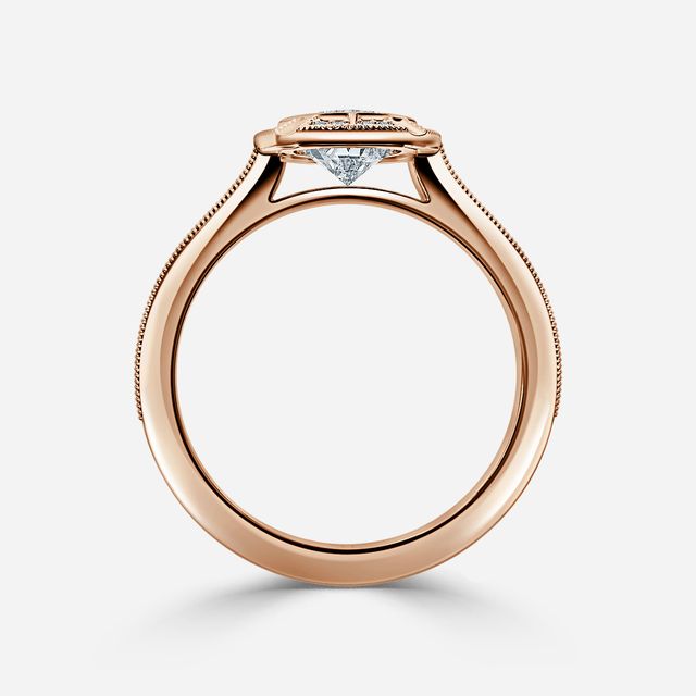 Nina Milgrain Bezel Rose Gold Halo Engagement Ring