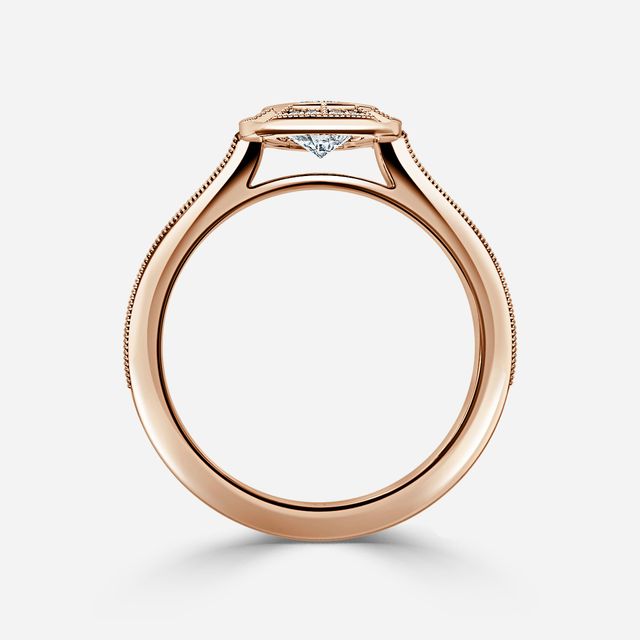Nina Milgrain Bezel Rose Gold Halo Engagement Ring