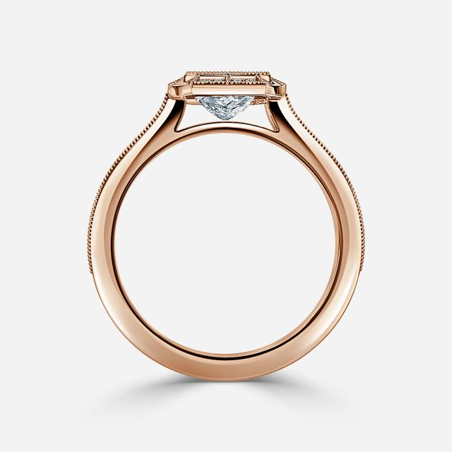 Nina Milgrain Bezel Rose Gold Halo Engagement Ring