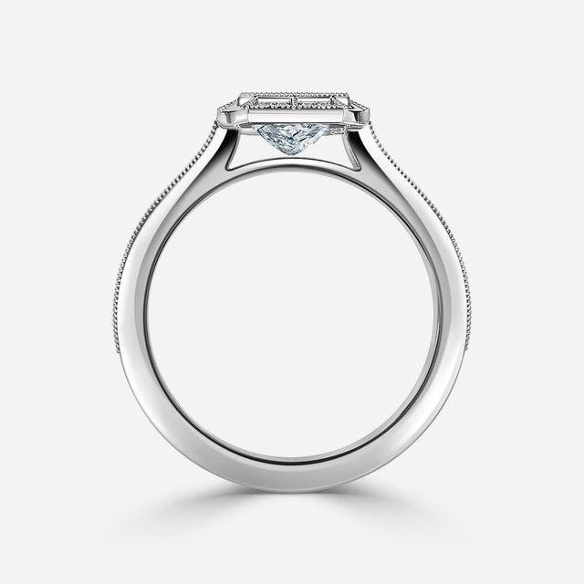 Nina Milgrain Bezel Platinum Halo Engagement Ring