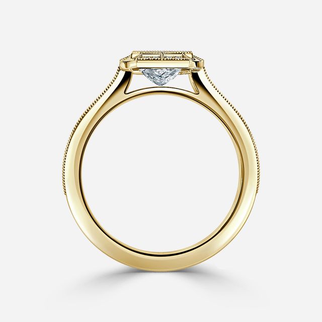 Nina Milgrain Bezel Yellow Gold Halo Engagement Ring