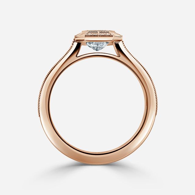 Nina Milgrain Bezel Rose Gold Halo Engagement Ring