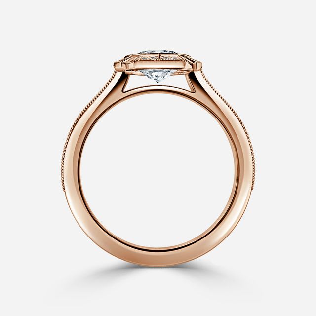 Nina Milgrain Bezel Rose Gold Halo Engagement Ring