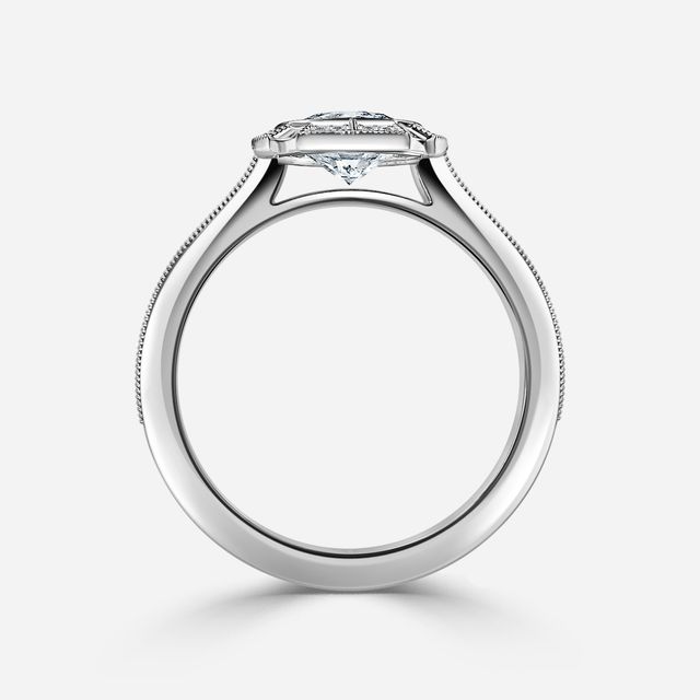 Nina Milgrain Bezel Platinum Halo Engagement Ring