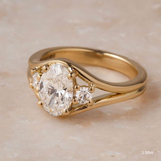 Serra Yellow Gold Semi Bezel Trilogy Engagement Ring