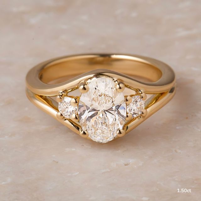 Serra Yellow Gold Semi Bezel Trilogy Engagement Ring
