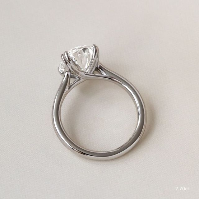 Fiara Platinum Under Twisted Double Prong Solitaire Engagement Ring