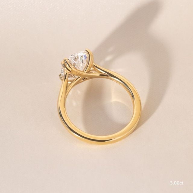 Fiara Yellow Gold Under Twisted Double Prong Solitaire Engagement Ring