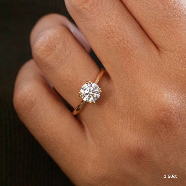 Fiara Yellow Gold Under Twisted Double Prong Solitaire Engagement Ring