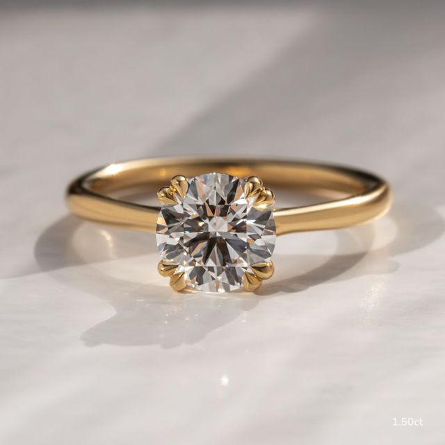Fiara Yellow Gold Under Twisted Double Prong Solitaire Engagement Ring