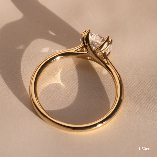 Fiara Yellow Gold Under Twisted Double Prong Solitaire Engagement Ring